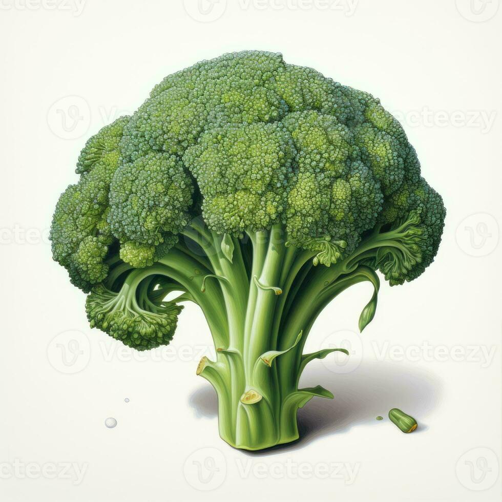 broccoli detailed watercolor painting fruit vegetable clipart botanical realistic illustration photo