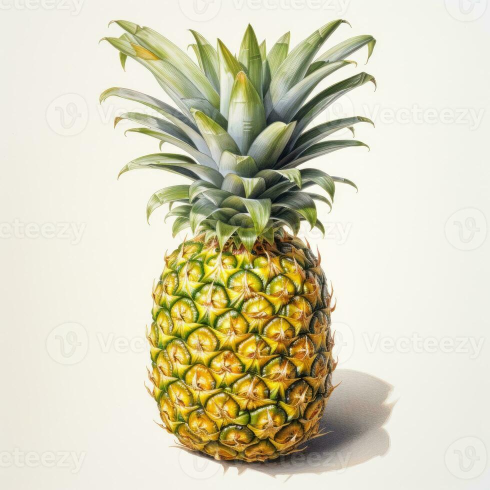 ananas detailed watercolor painting fruit vegetable clipart botanical realistic illustration photo