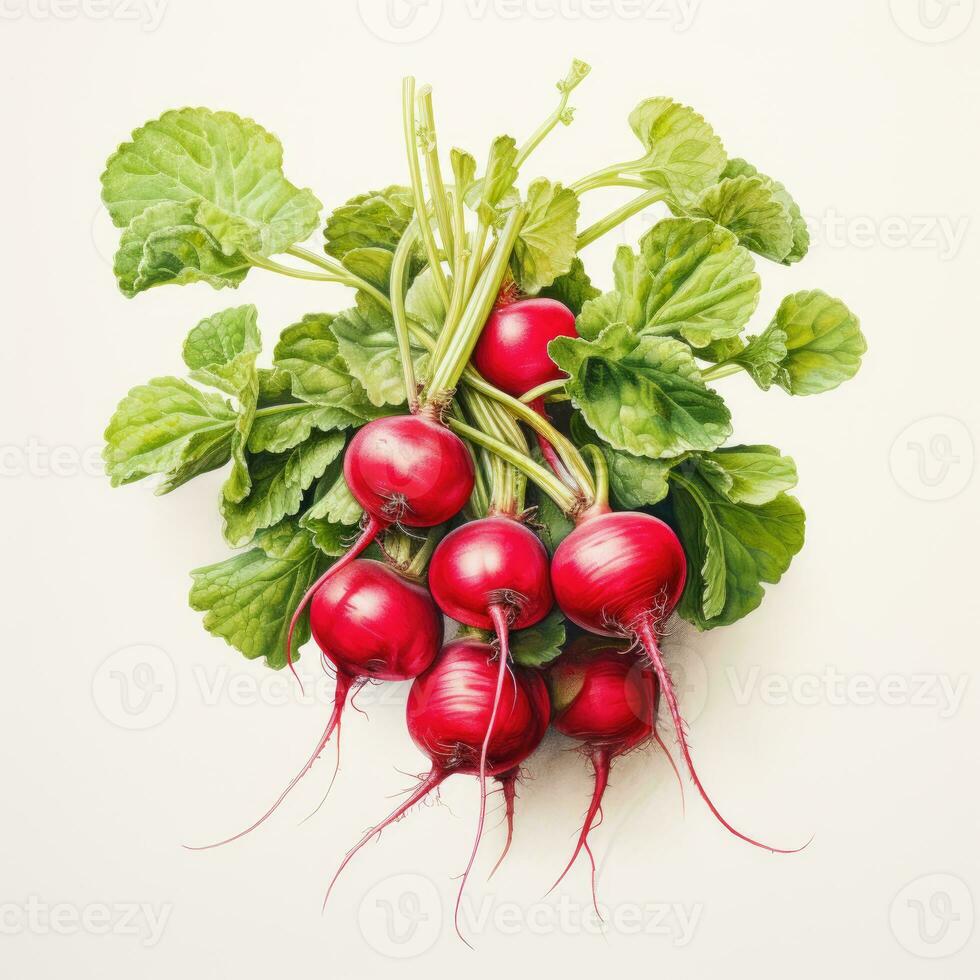 radish detailed watercolor painting fruit vegetable clipart botanical realistic illustration photo