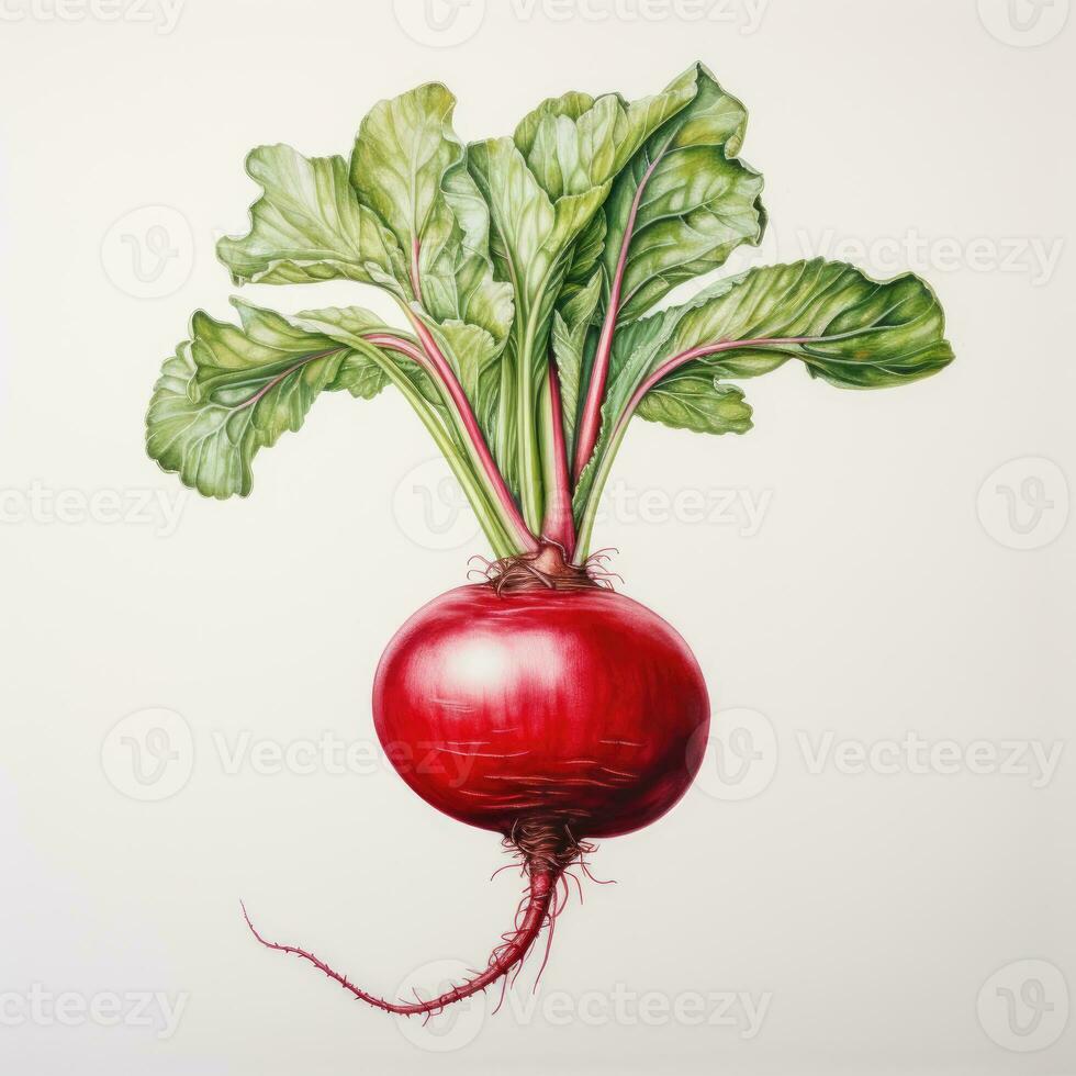 radish detailed watercolor painting fruit vegetable clipart botanical realistic illustration photo