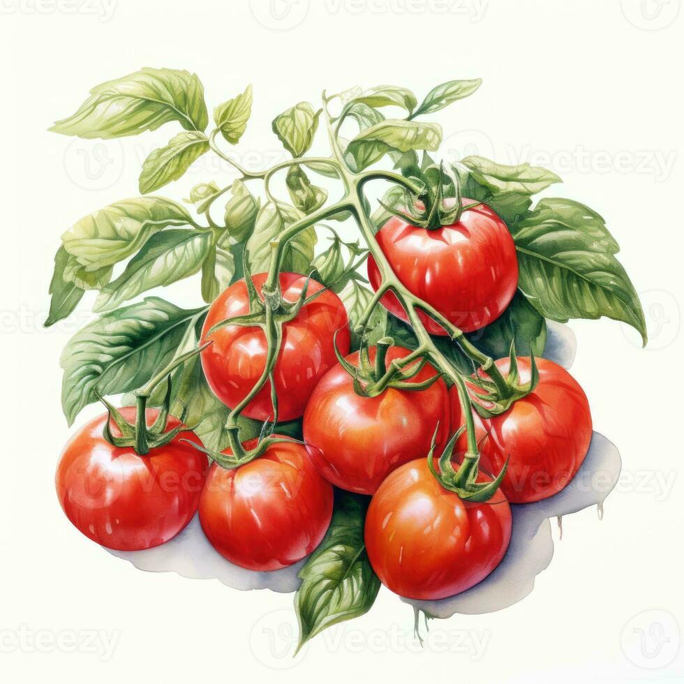 tomato detailed watercolor painting fruit vegetable clipart botanical realistic illustration photo