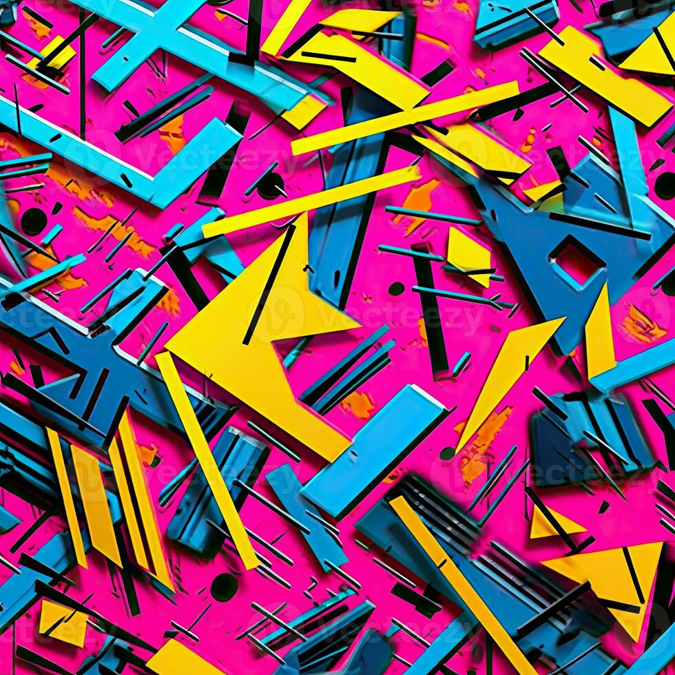 expressive graffiti neon artistic playful illustration design print geometric acid shapes style photo