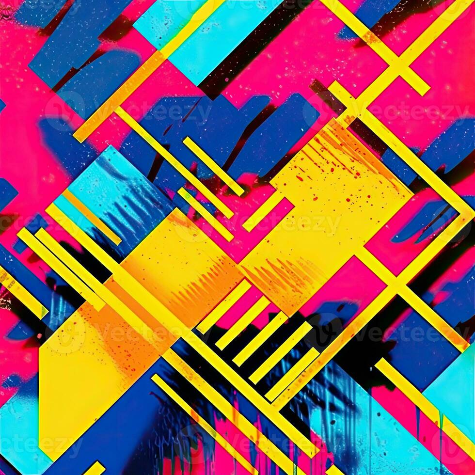 expressive graffiti neon artistic playful illustration design print geometric acid shapes style photo