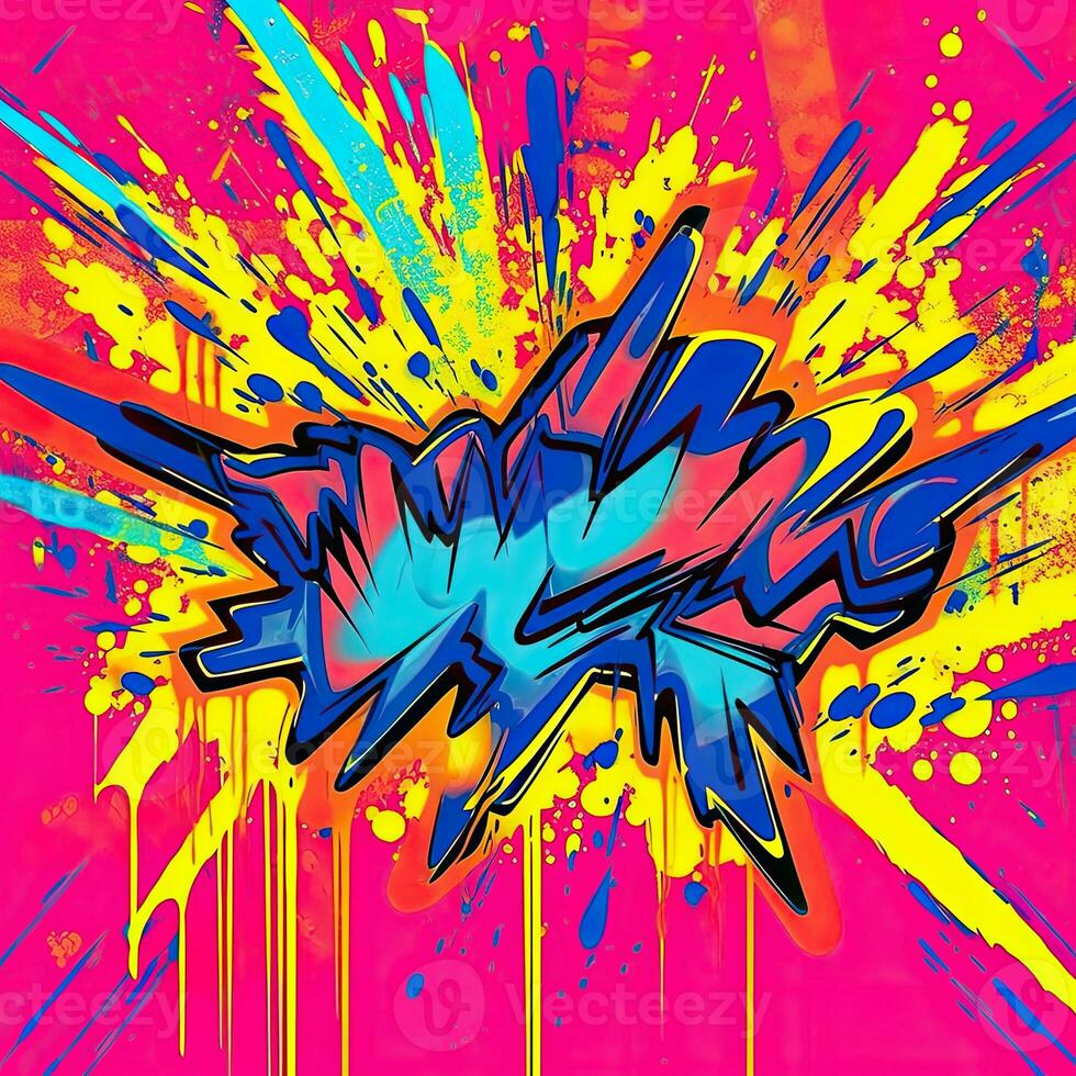 expressive graffiti neon artistic playful illustration design print geometric acid shapes style photo