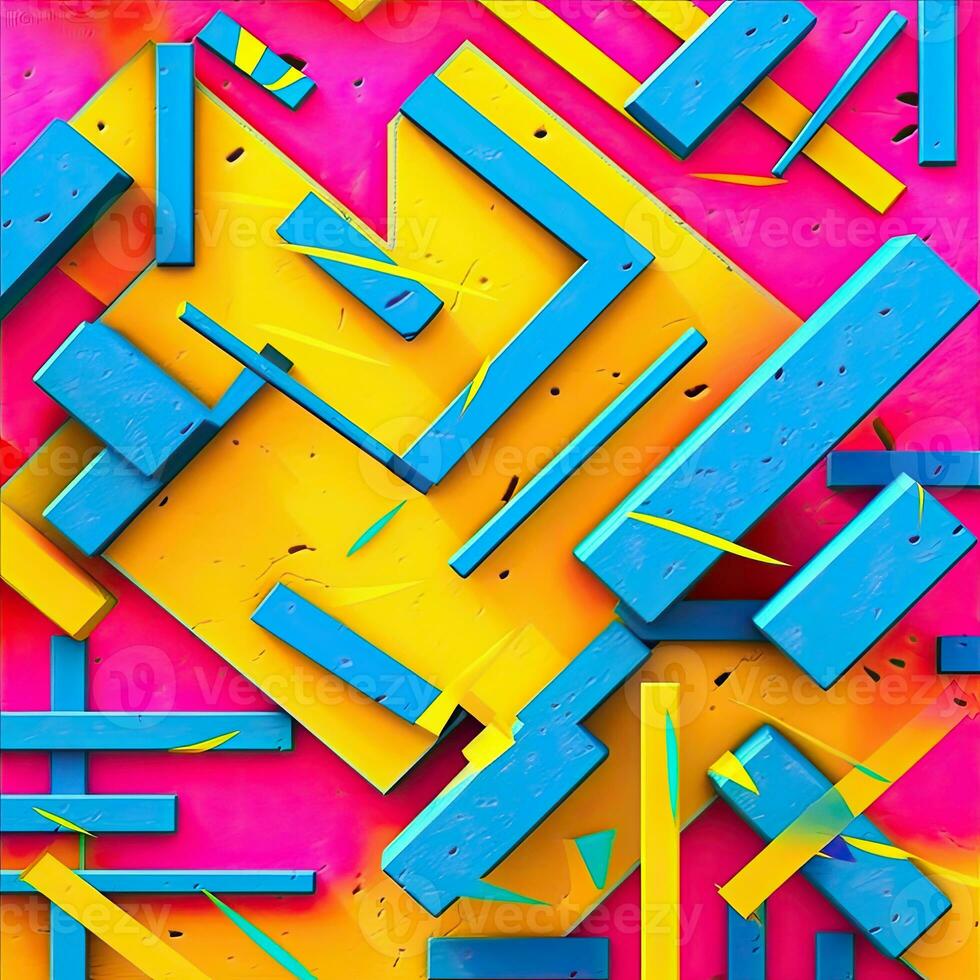 expressive graffiti neon artistic playful illustration design print geometric acid shapes style photo