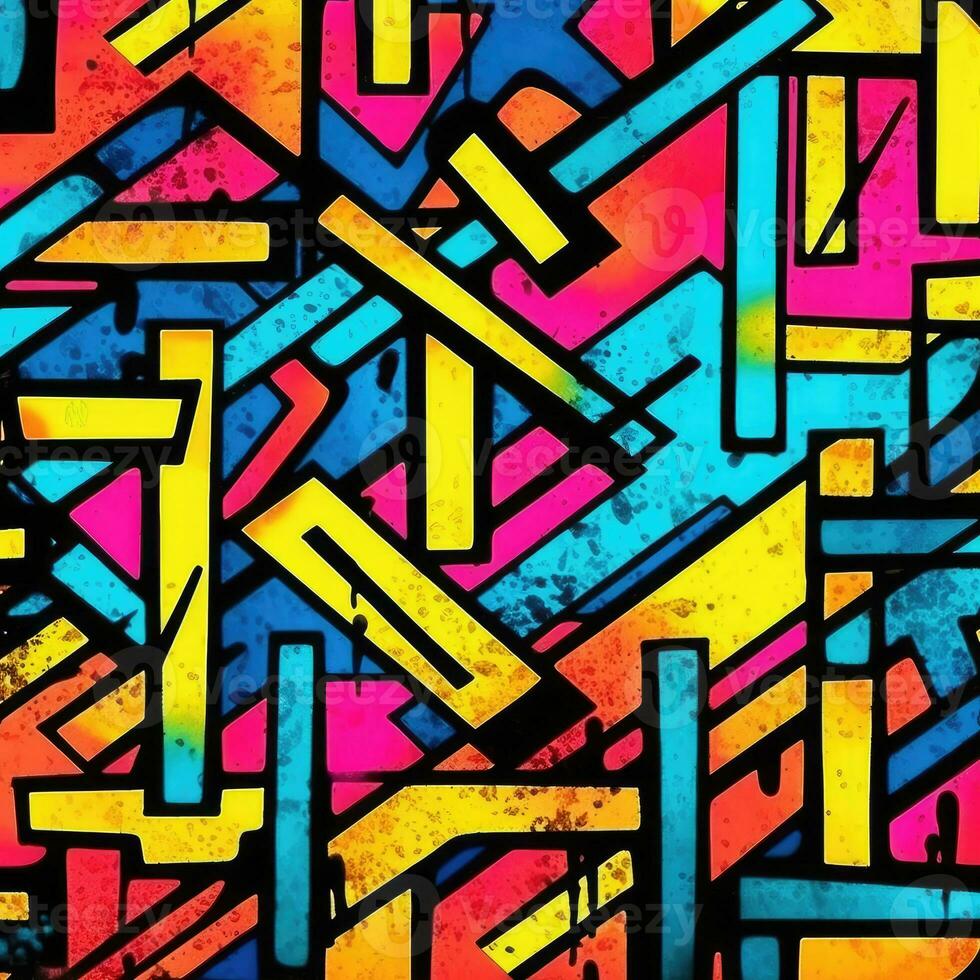 expressive graffiti neon artistic playful illustration design print geometric acid shapes style photo