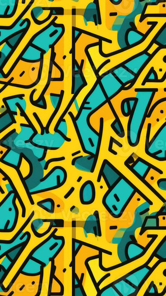 expressive graffiti neon artistic playful illustration design print geometric acid shapes style photo