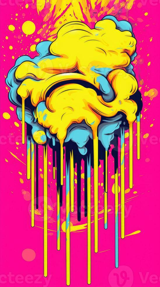 expressive graffiti neon artistic playful illustration design print geometric acid shapes style photo