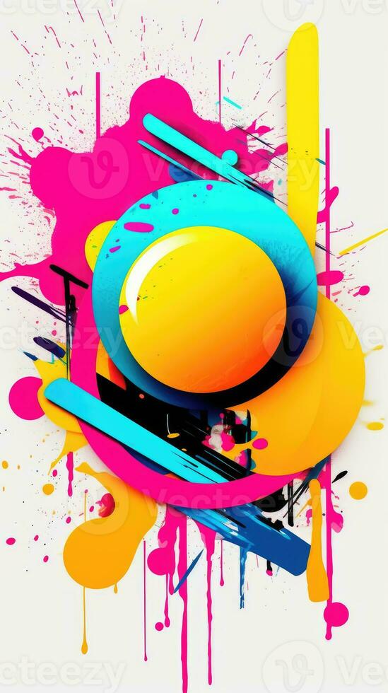 expressive graffiti neon artistic playful illustration design print geometric acid shapes style photo