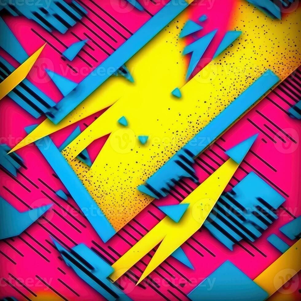 expressive graffiti neon artistic playful illustration design print geometric acid shapes style photo