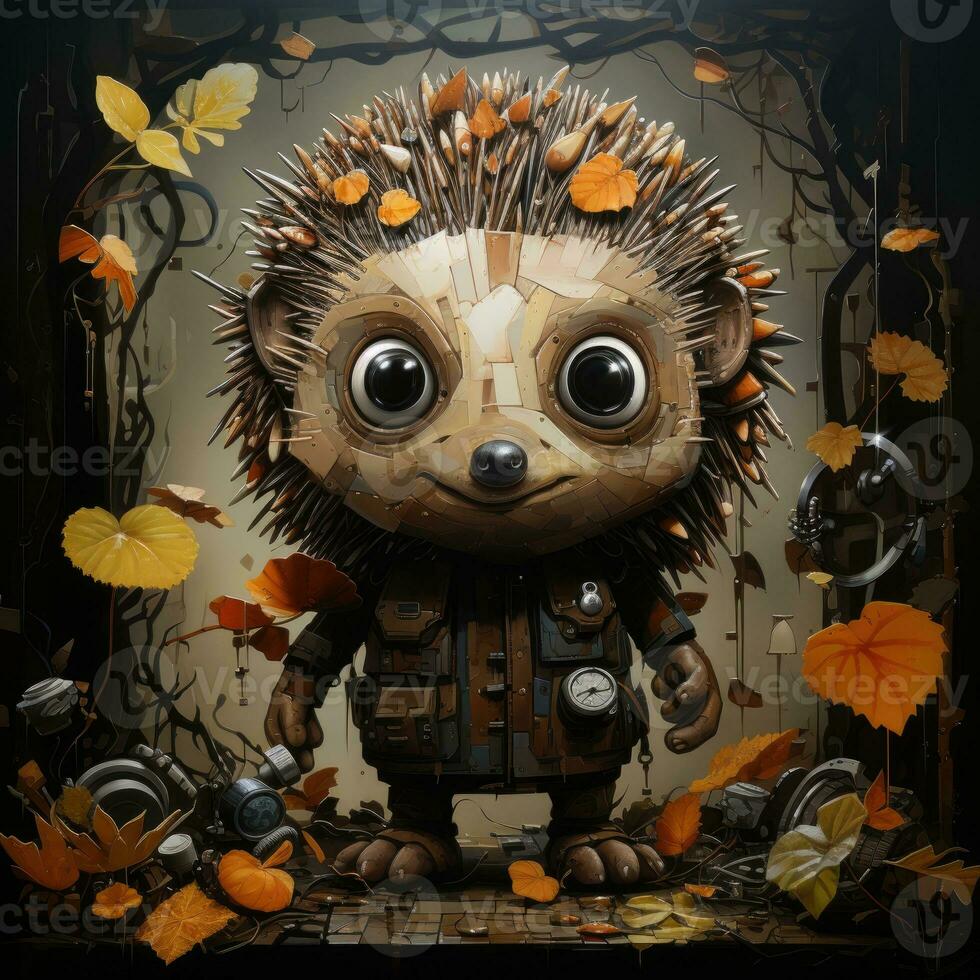 hedgehog mysterious fantasy dark illustration creepy painting magic drawing book artwork photo