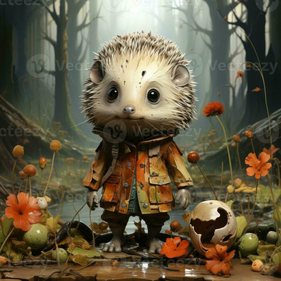 hedgehog mysterious fantasy dark illustration creepy painting magic drawing book artwork photo