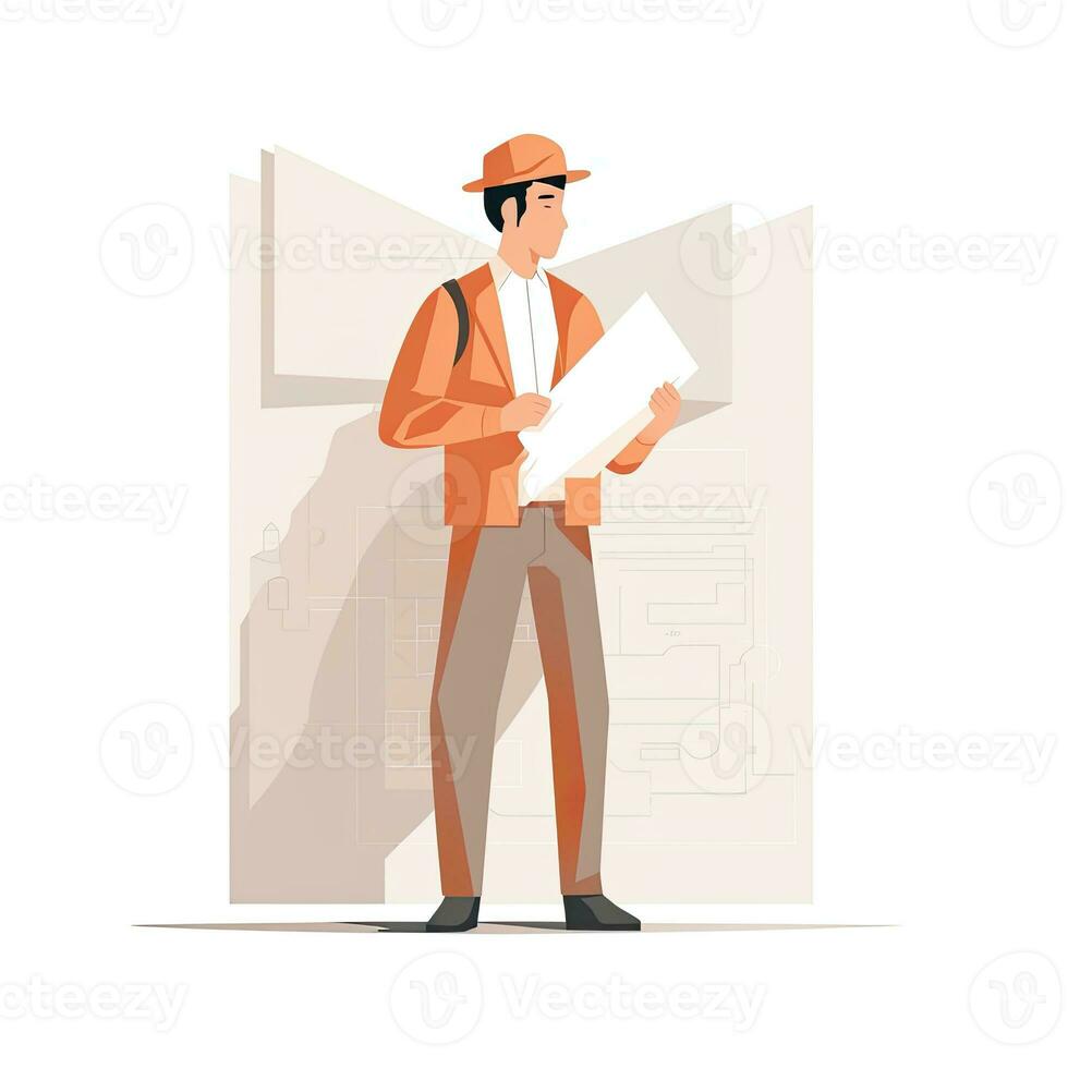 foreman designer flat vector clipart illustration website style profession isolated job work photo