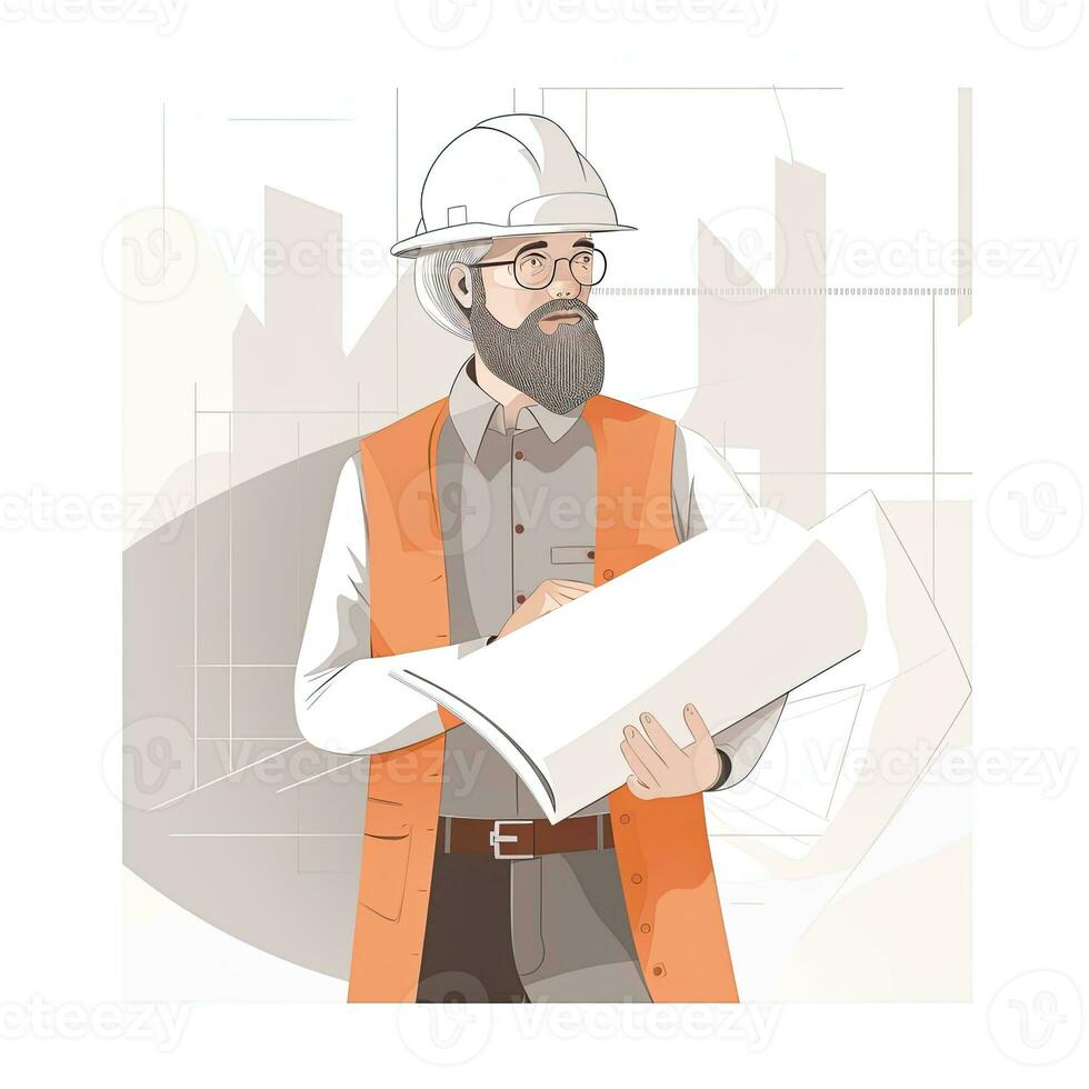 foreman designer flat vector clipart illustration website style profession isolated job work photo