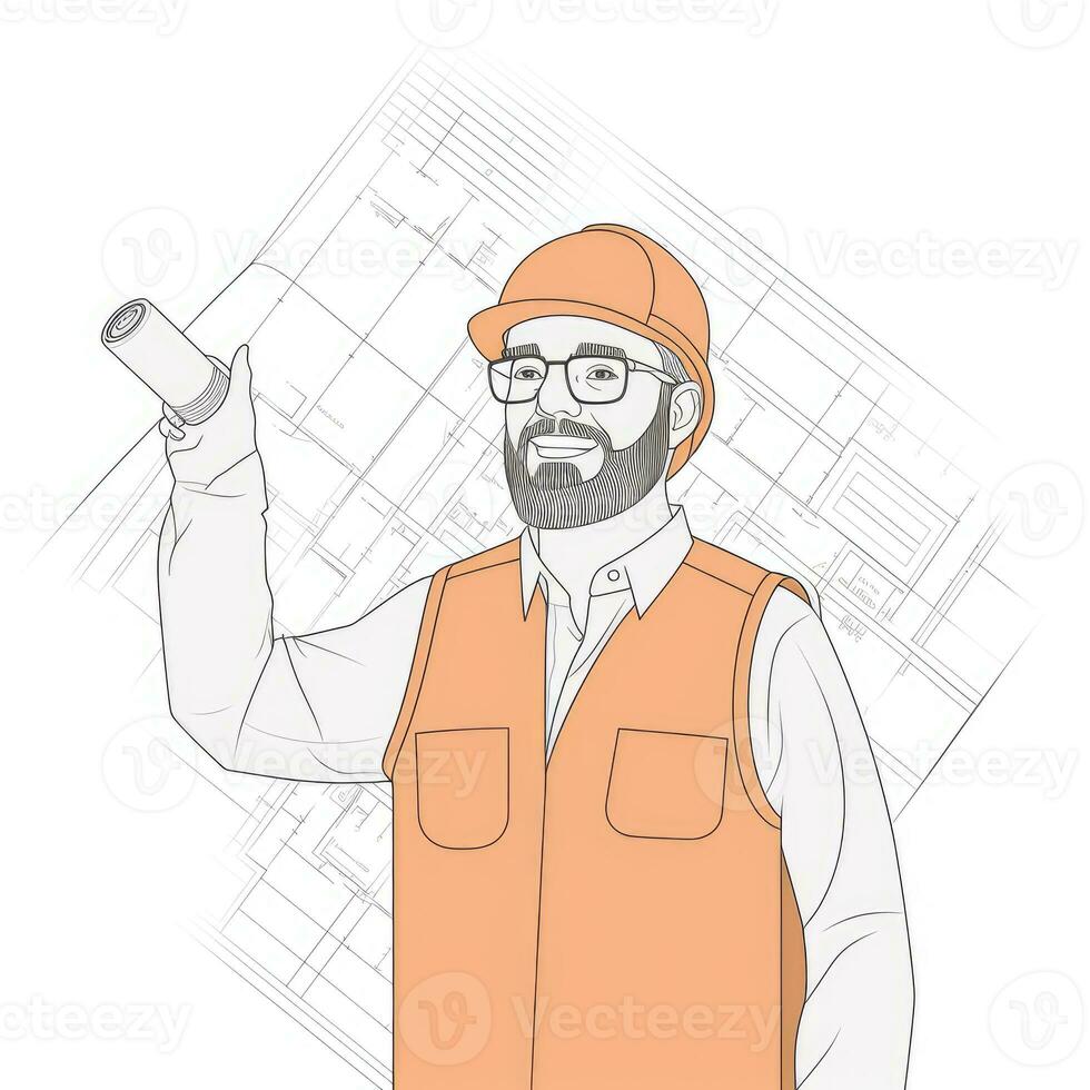 foreman designer flat vector clipart illustration website style profession isolated job work photo