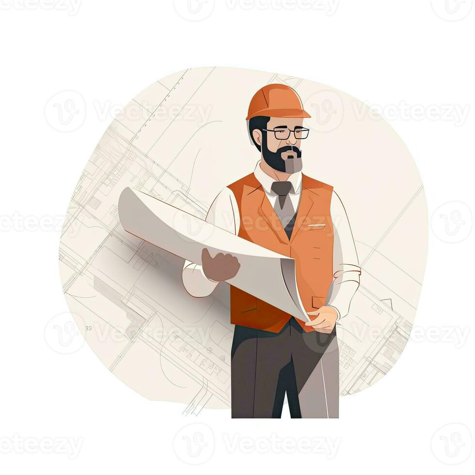 foreman designer flat vector clipart illustration website style profession isolated job work photo