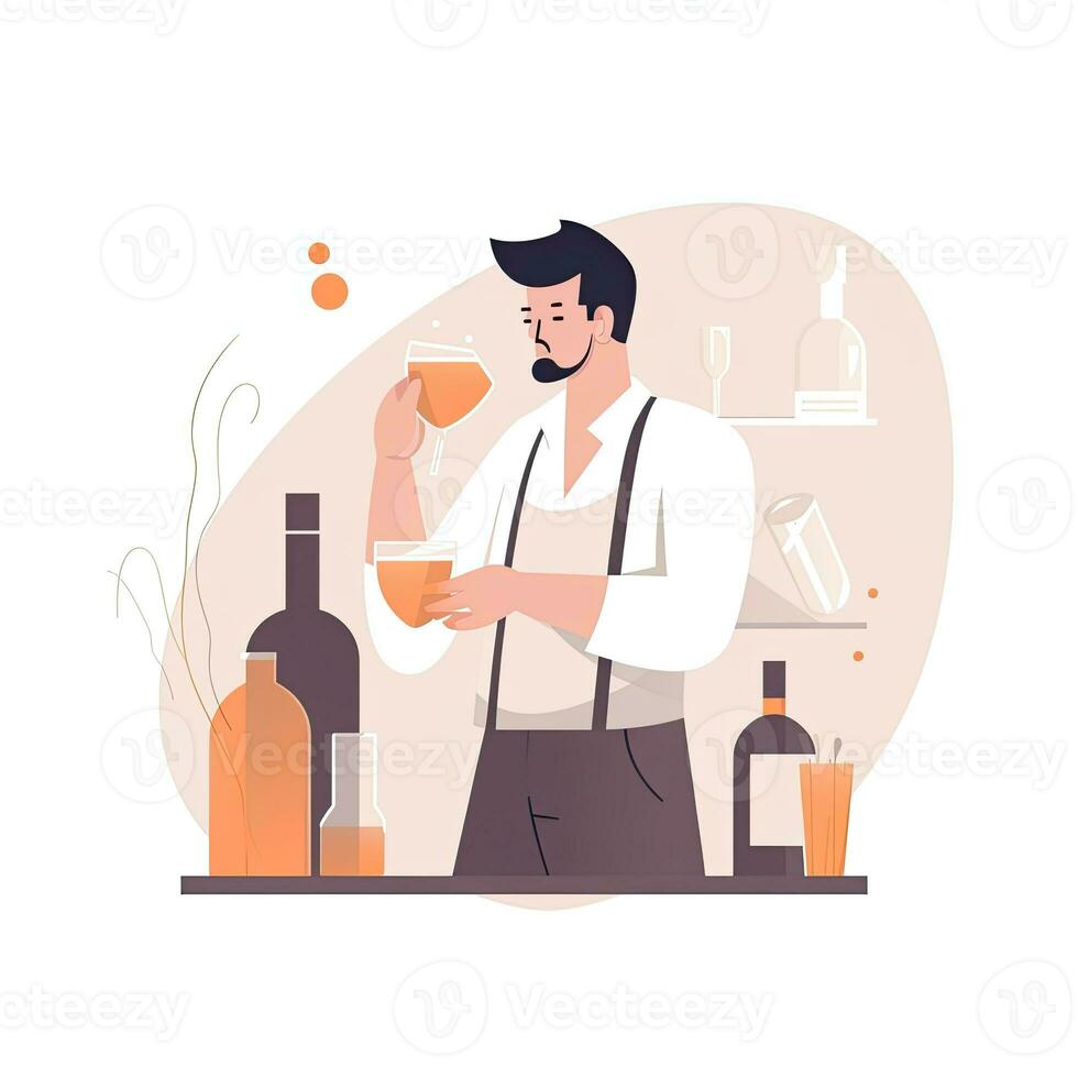 confectioner baker flat vector clipart illustration website style profession job isolated work photo