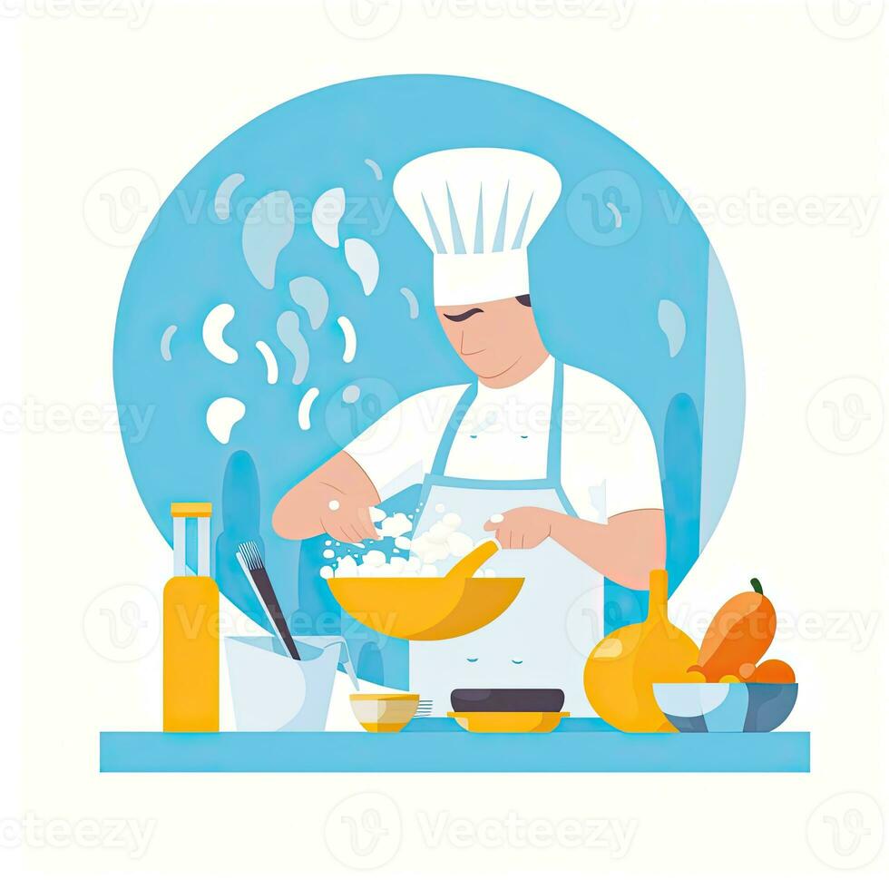 confectioner baker flat vector clipart illustration website style profession job isolated work photo