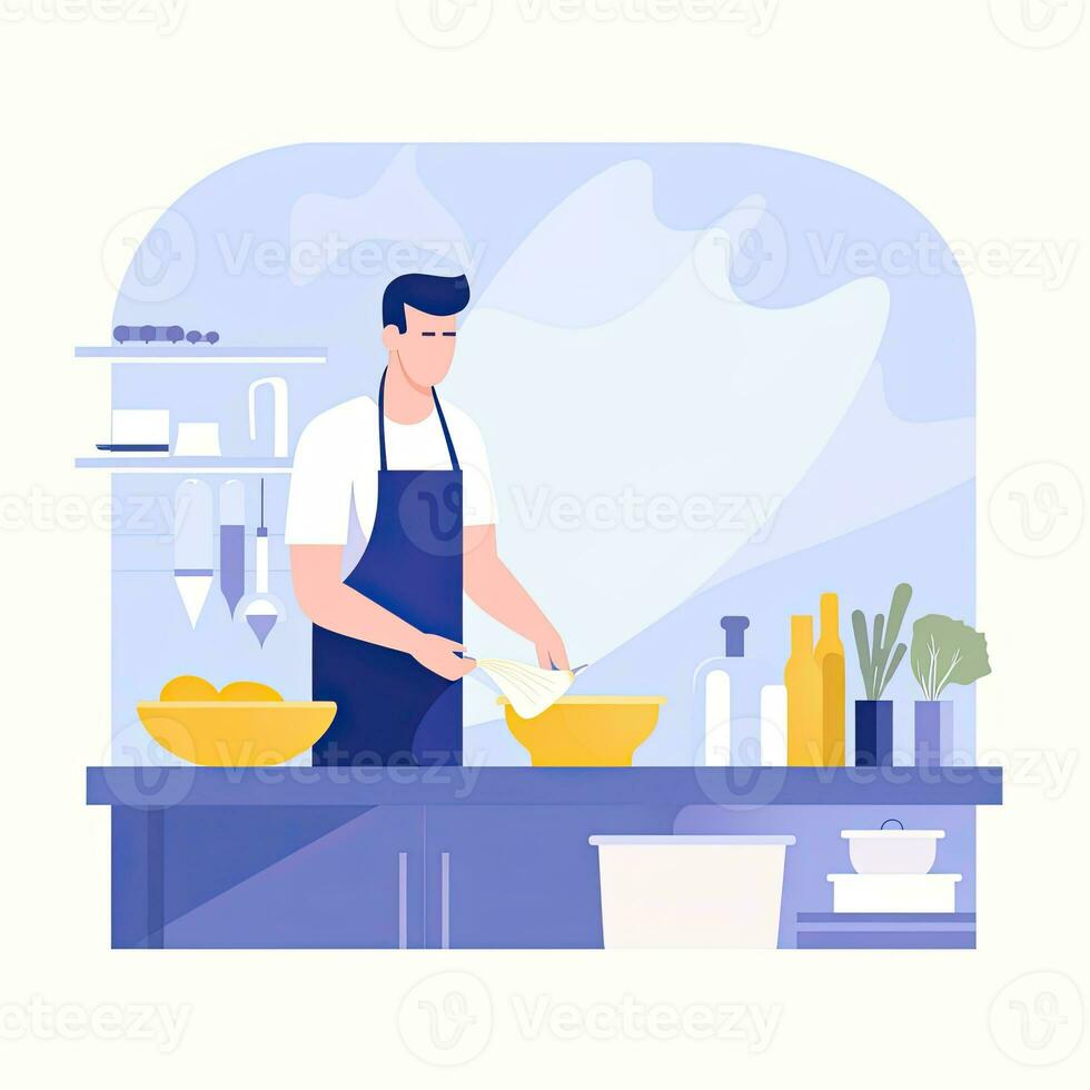 confectioner baker flat vector clipart illustration website style profession job isolated work photo