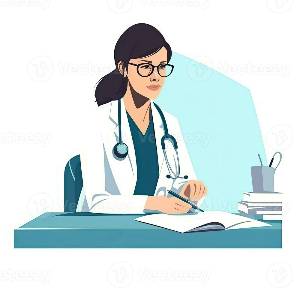 medic doctor flat vector clipart illustration website style profession job isolated collection photo