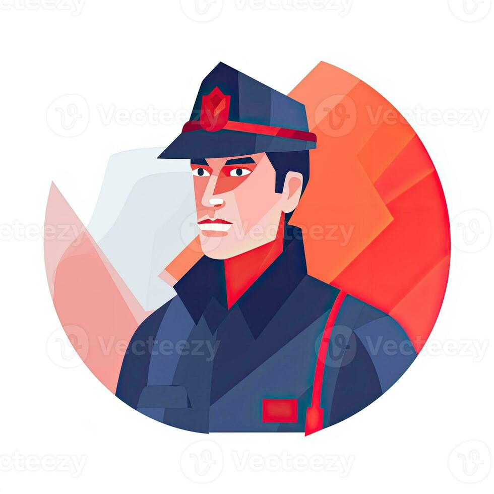 firefighter flat vector clipart illustration website style profession job isolated collection photo