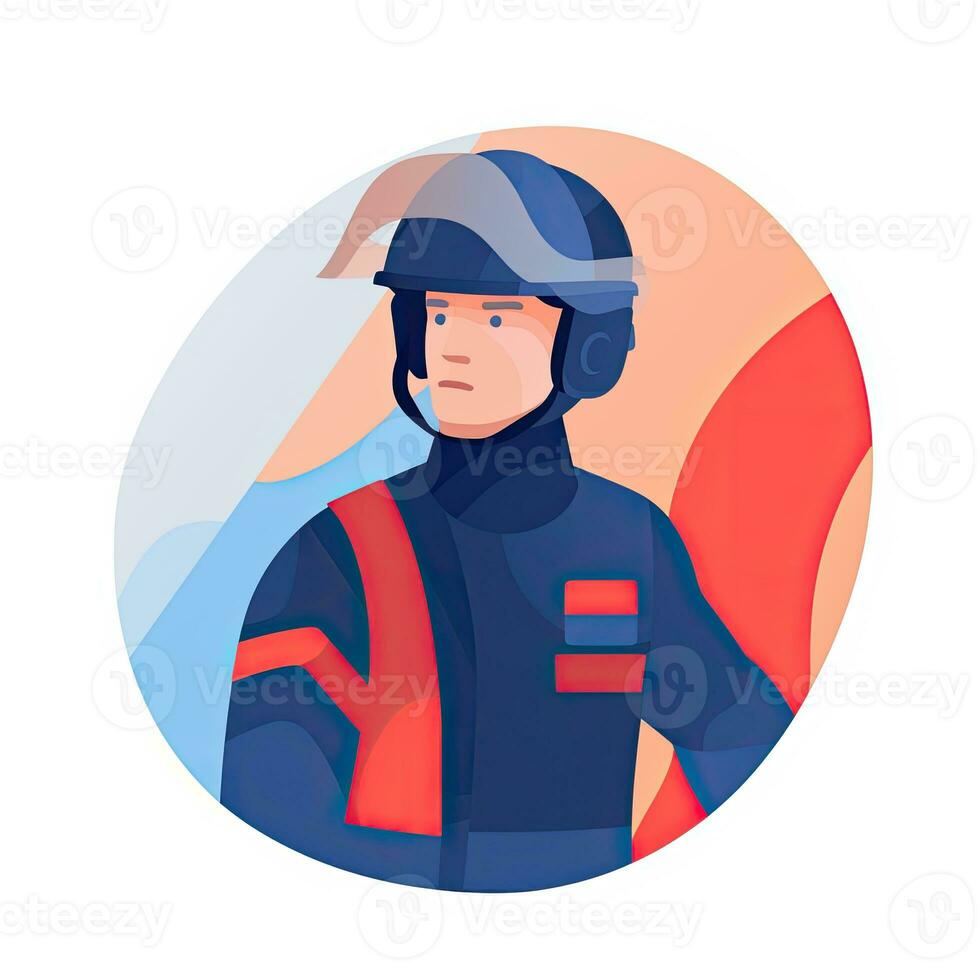 firefighter flat vector clipart illustration website style profession job isolated collection photo