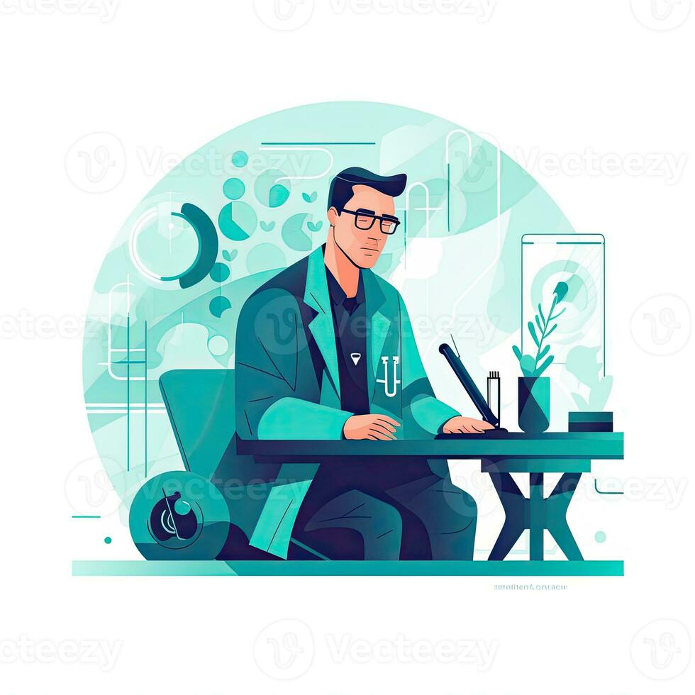 medic doctor flat vector clipart illustration website style profession job isolated collection photo