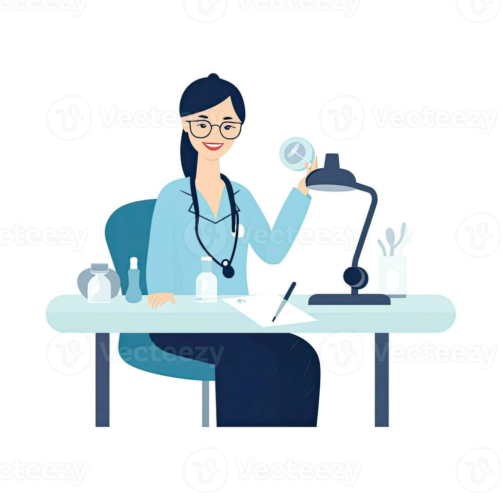 medic doctor flat vector clipart illustration website style profession job isolated collection photo