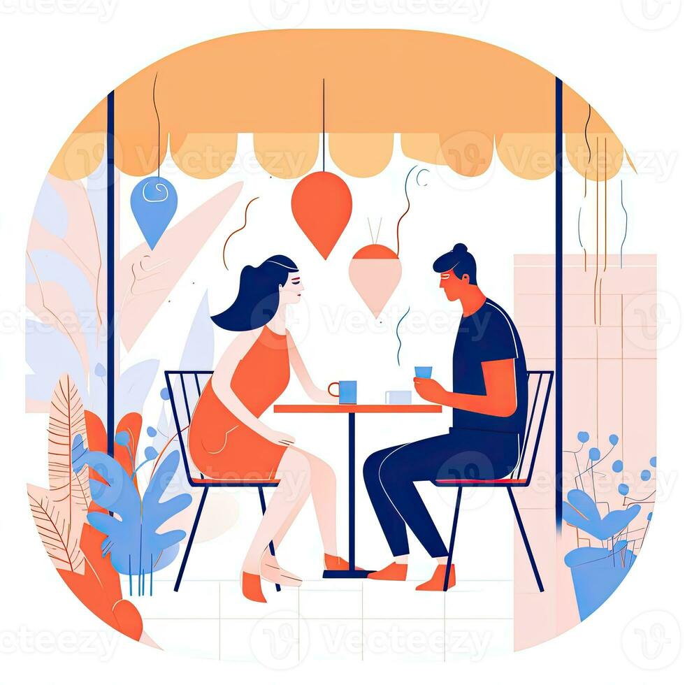 romantic together flat vector clipart illustration website style profession job isolated photo