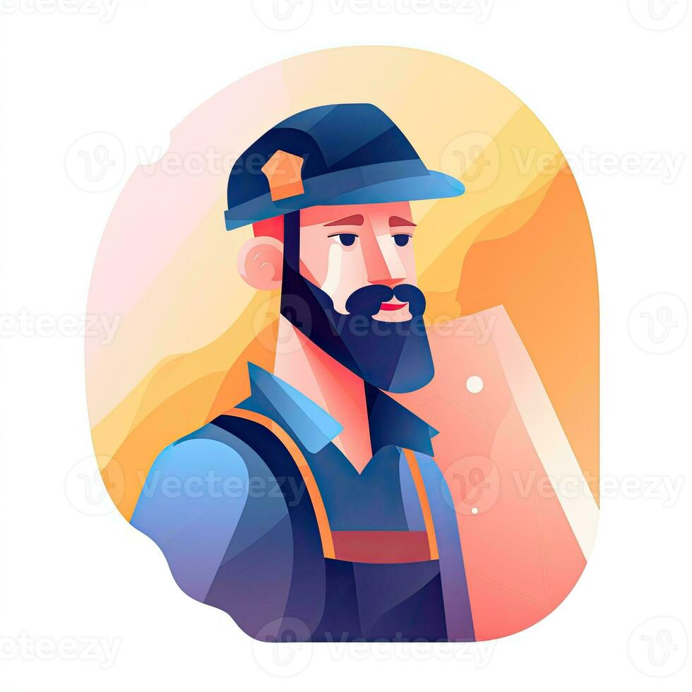 foreman designer flat vector clipart illustration website style profession isolated job work photo