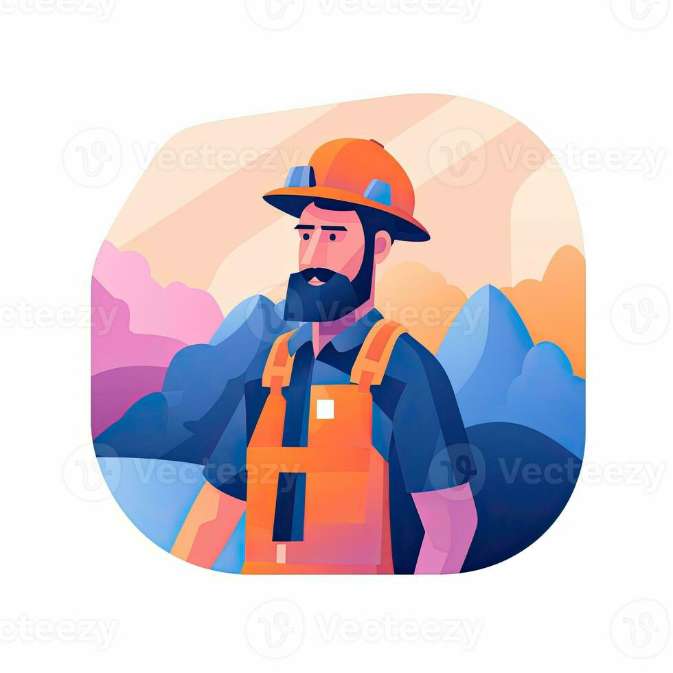 foreman designer flat vector clipart illustration website style profession isolated job work photo