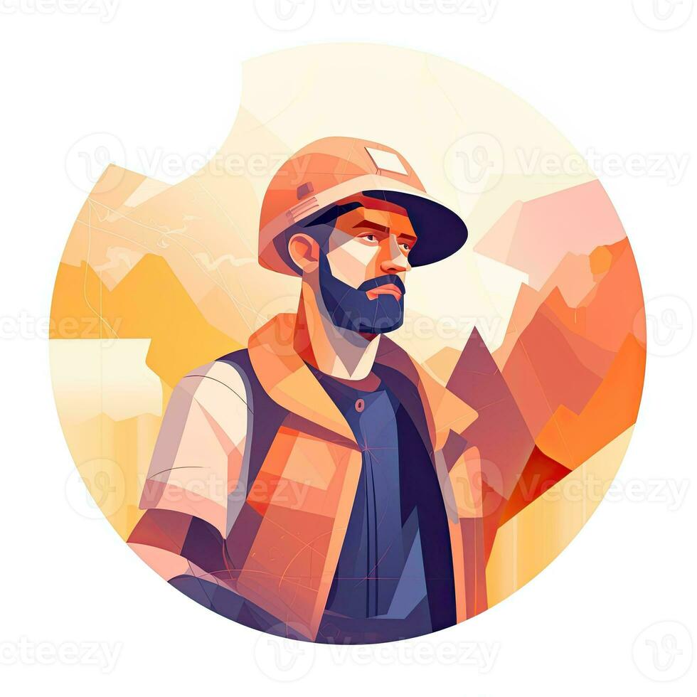 foreman designer flat vector clipart illustration website style profession isolated job work photo