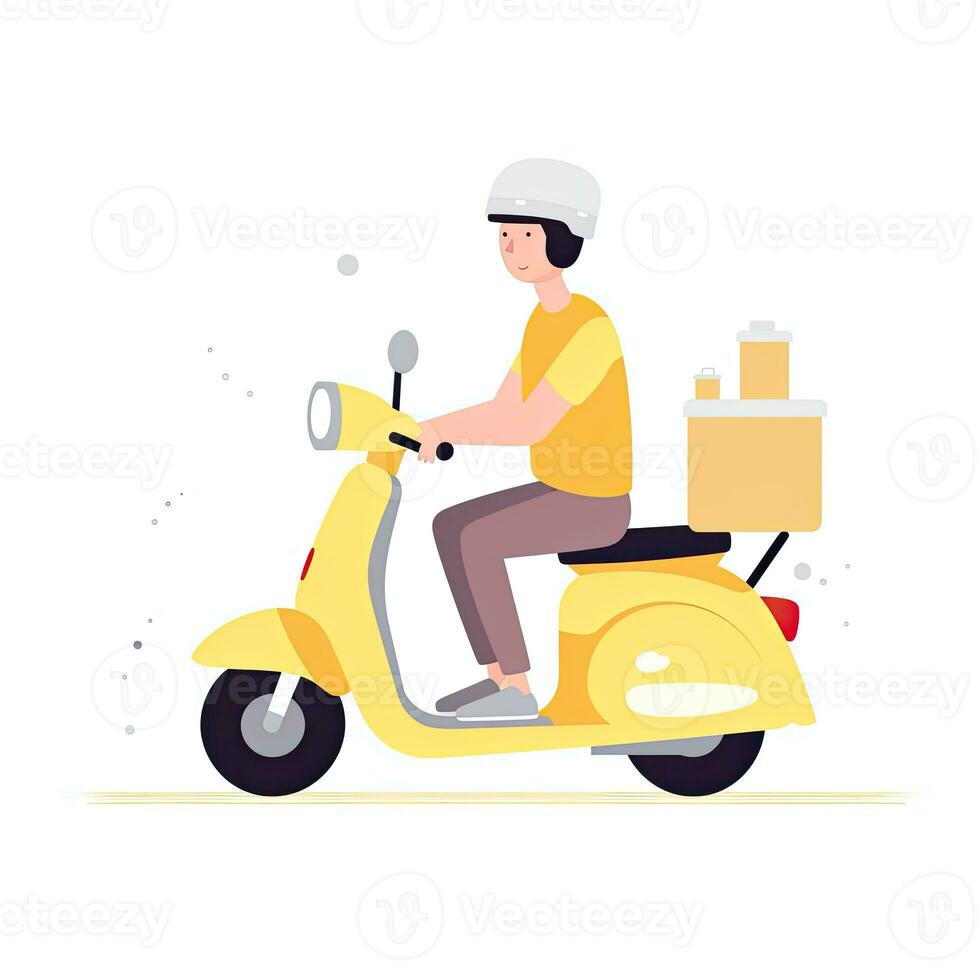 delivery courier flat vector clipart illustration website style profession isolated collection photo