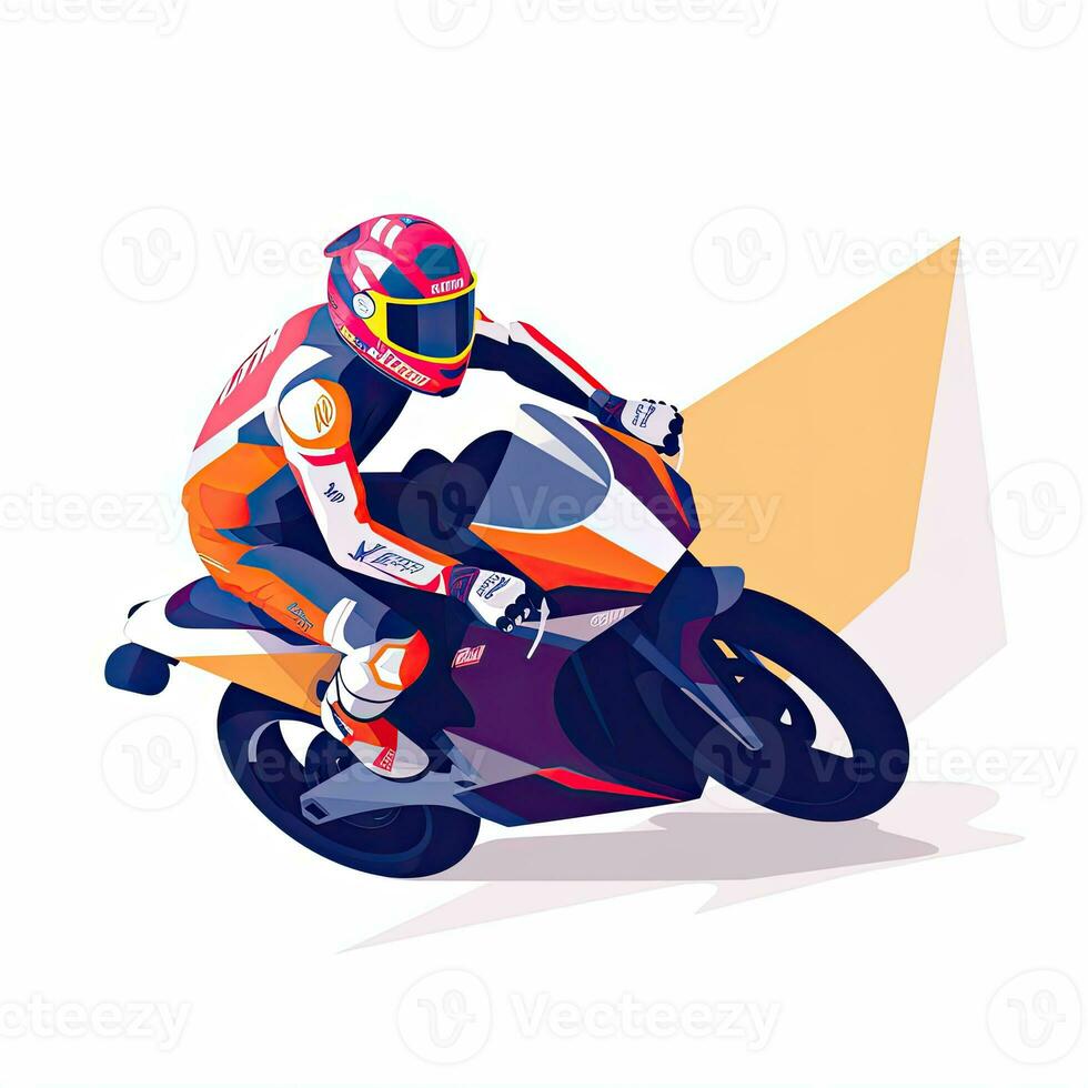 biker courier flat vector clipart illustration website style profession isolated collection photo