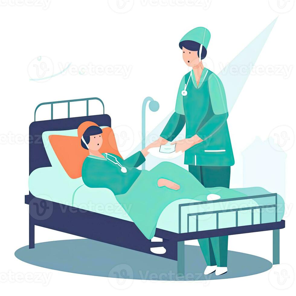 nurse medic flat vector clipart illustration website style profession job isolated collection photo