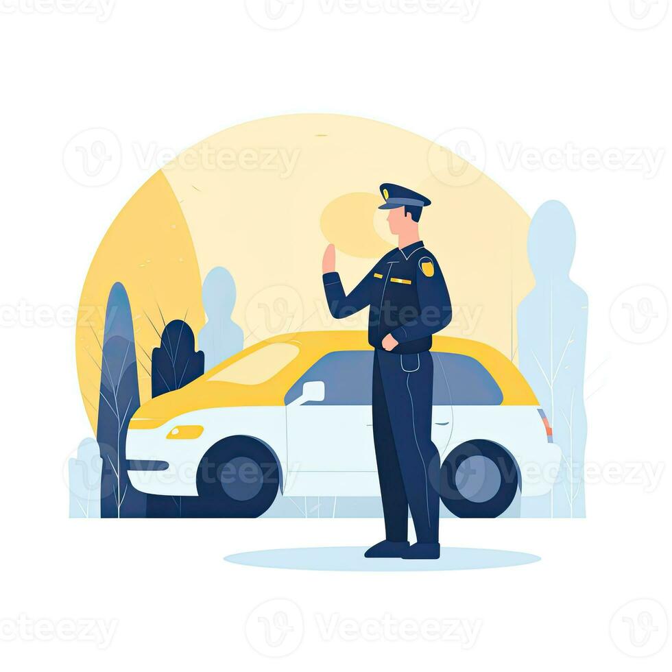 oficial policía plano vector clipart ilustración sitio web estilo profesión trabajo aislado colección foto