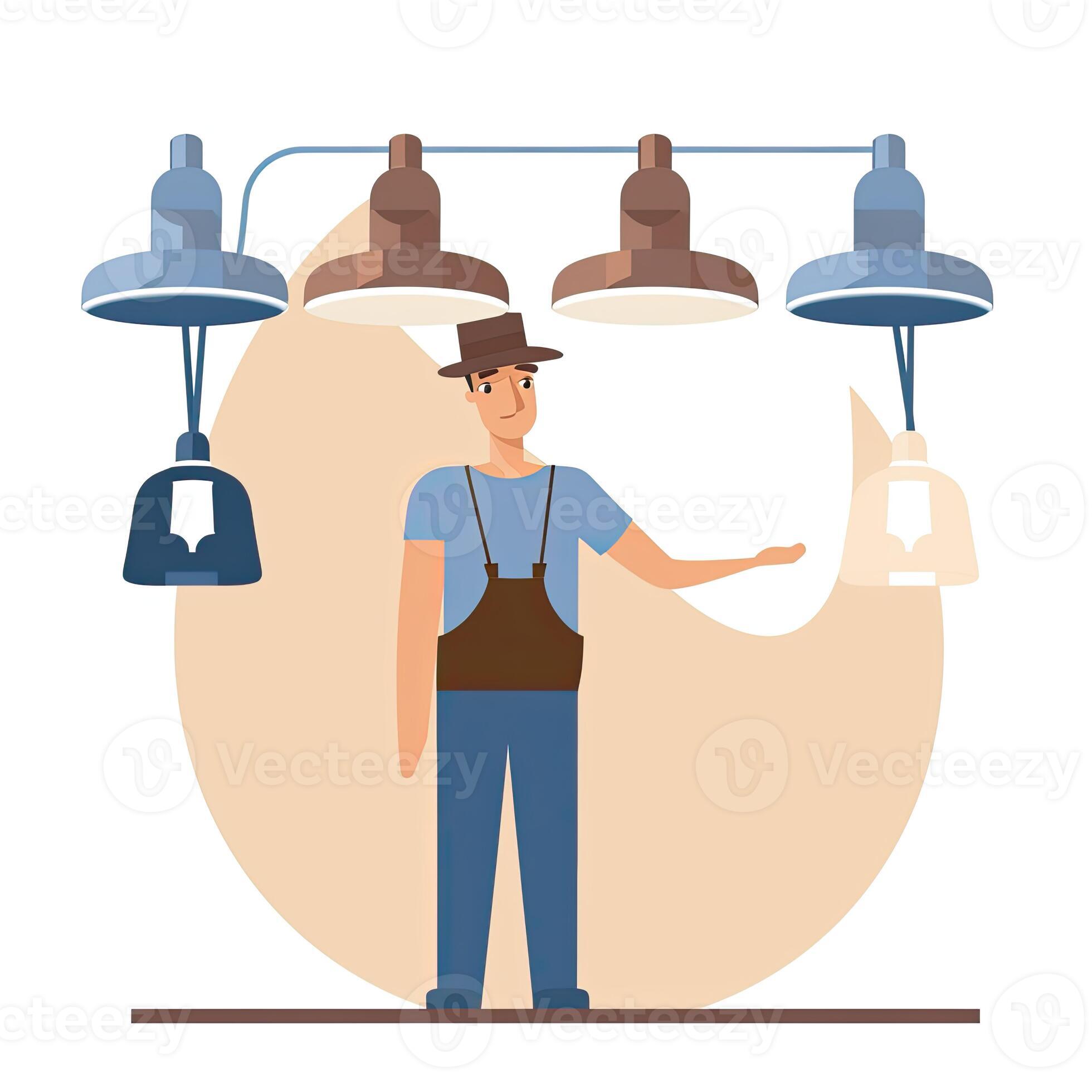 lightning worker flat vector clipart illustration website style