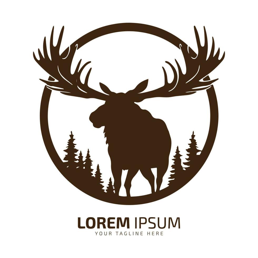 Minimal and abstract logo of moose vector elk icon fur silhouette isolated template design long horned