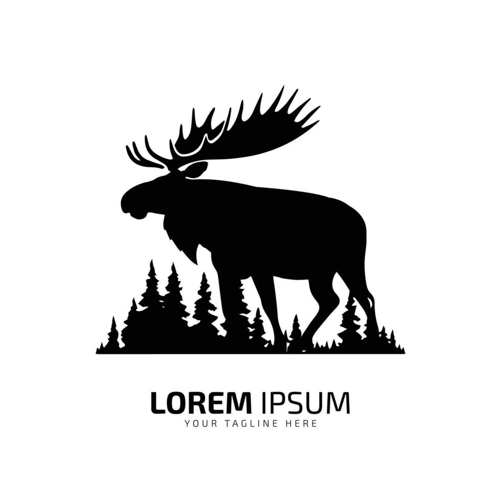 Minimal and abstract logo of moose vector elk icon fur silhouette isolated template design