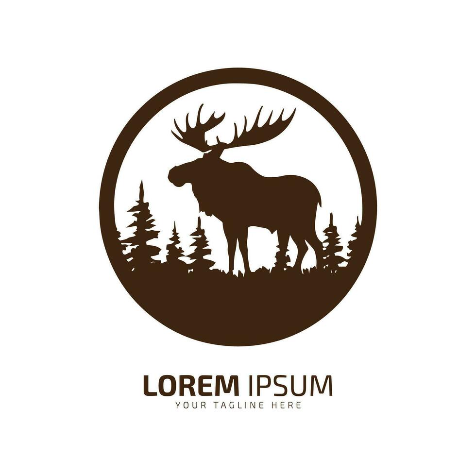 Minimal and abstract logo of moose vector elk icon fur silhouette