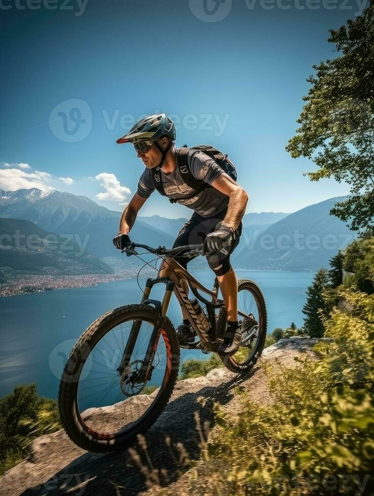 bike ride photo helm Mountains tourism searching speed extreme cycling freedom motion outdoors