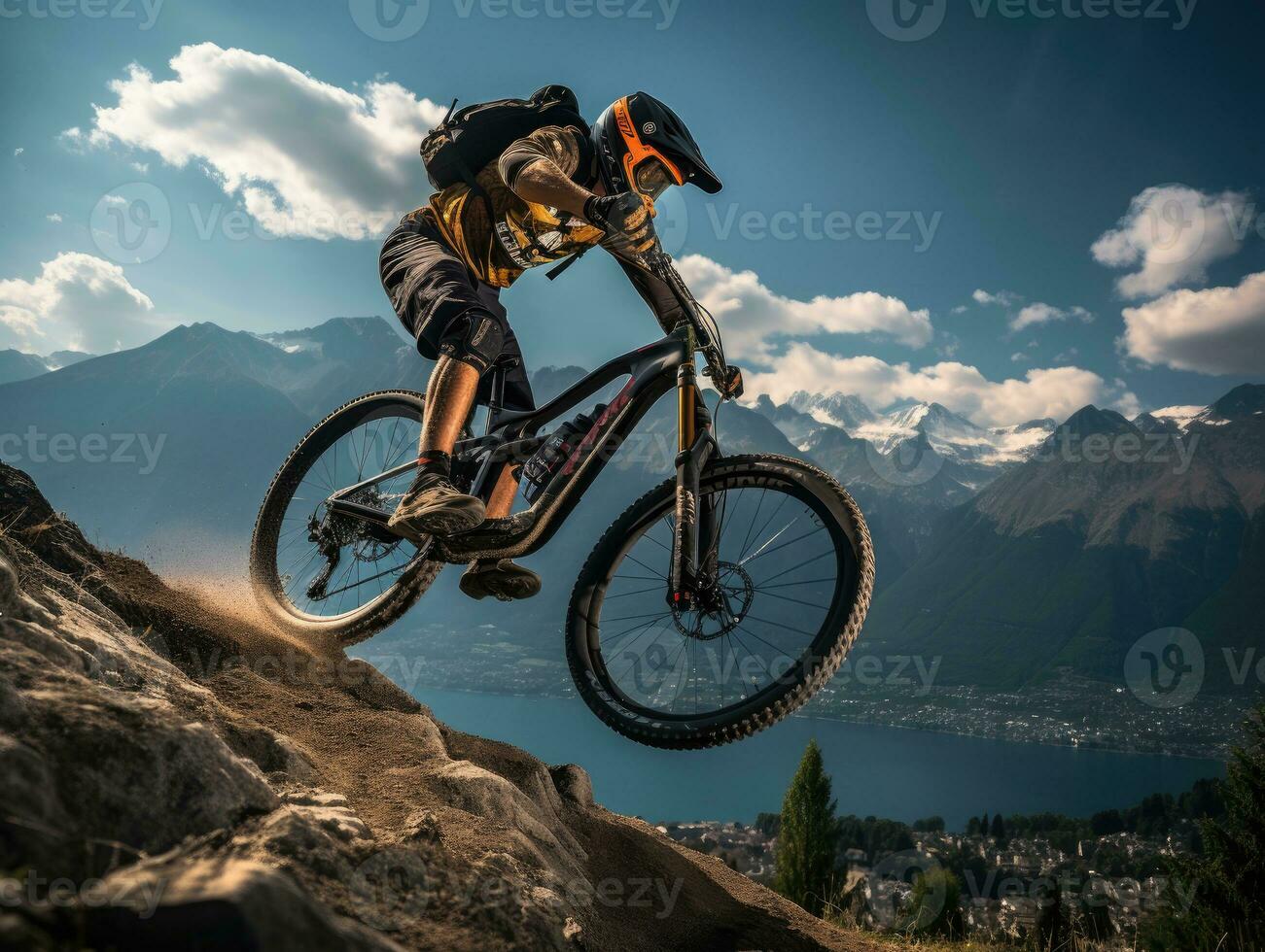 bike ride photo helm Mountains tourism searching speed extreme cycling freedom motion outdoors