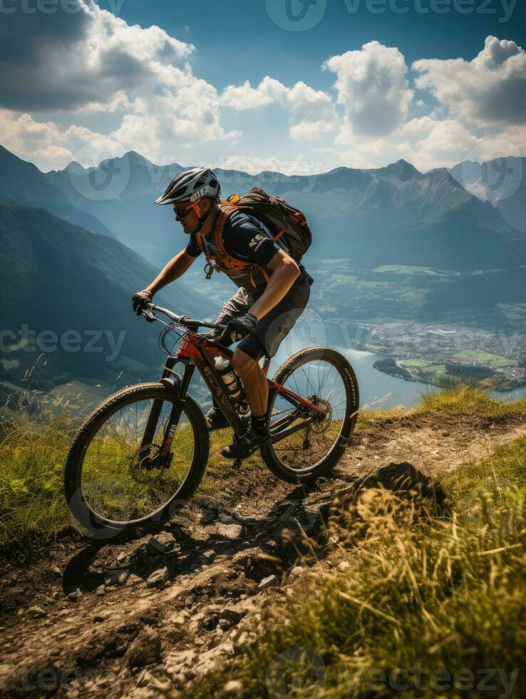 bike ride photo helm Mountains tourism searching speed extreme cycling freedom motion outdoors