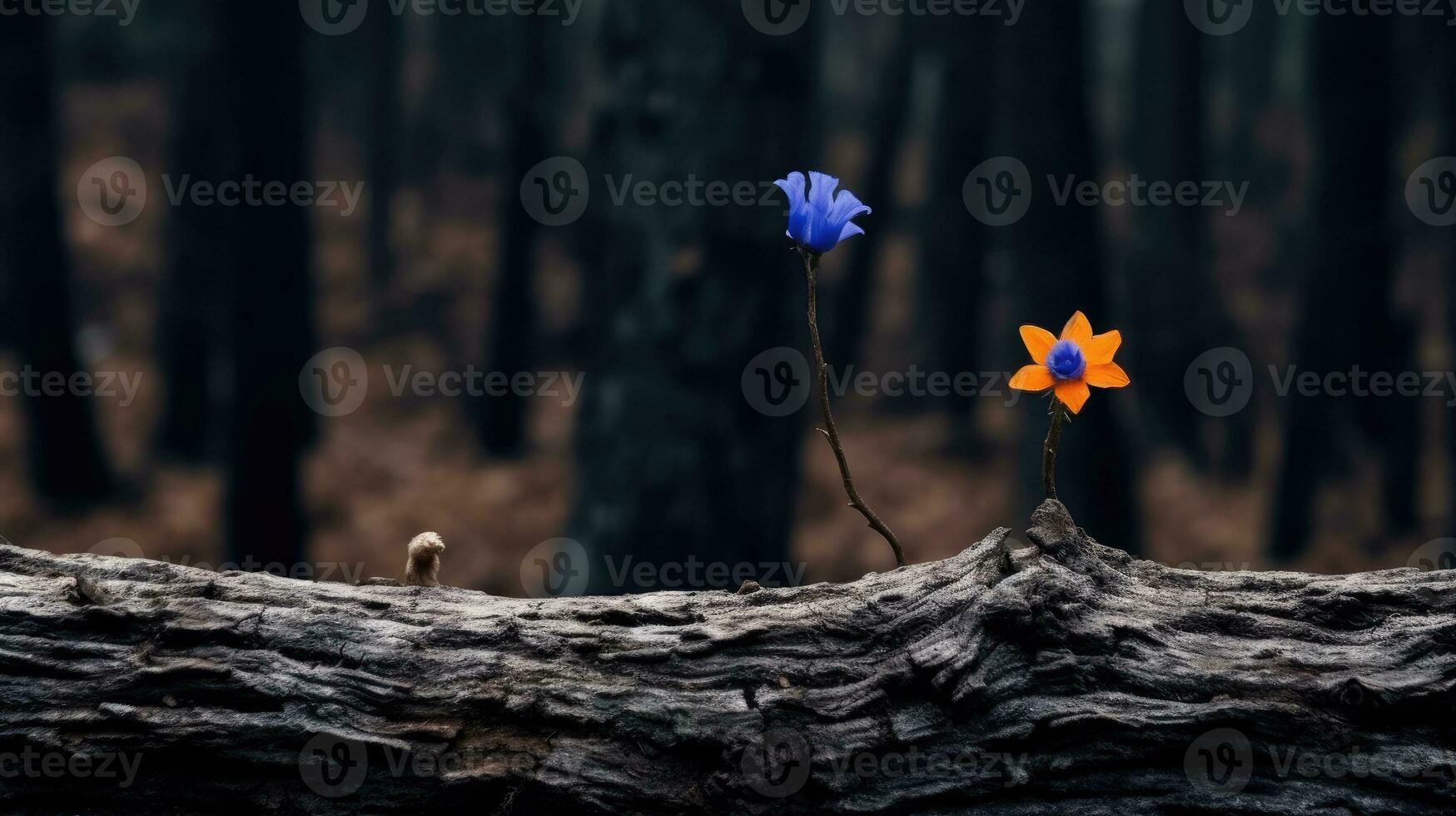 lonely blue flower forest peaceful landscape freedom scene beautiful nature wallpaper screen photo