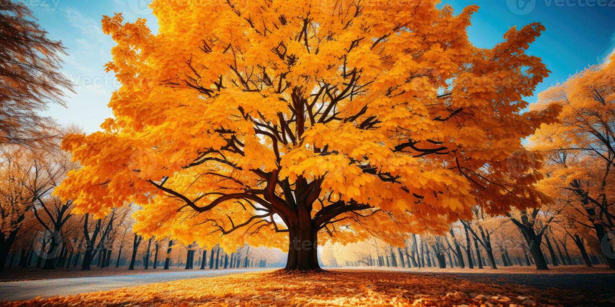 autumn orange tree falling peaceful landscape freedom scene beautiful nature wallpaper photo
