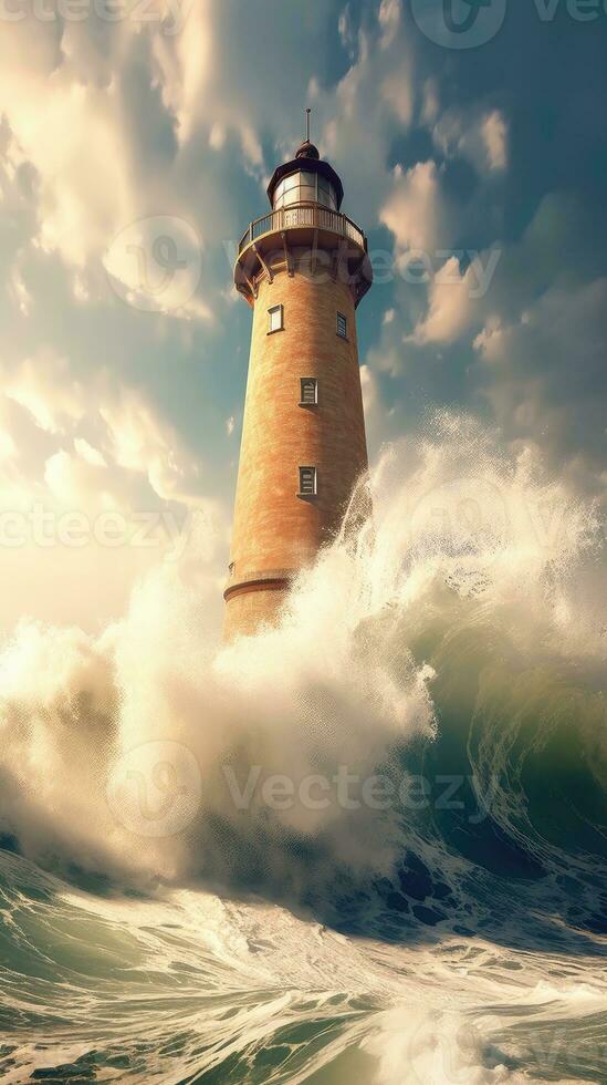 lighthouse storm waves splash peaceful landscape freedom scene beautiful nature wallpaper photo