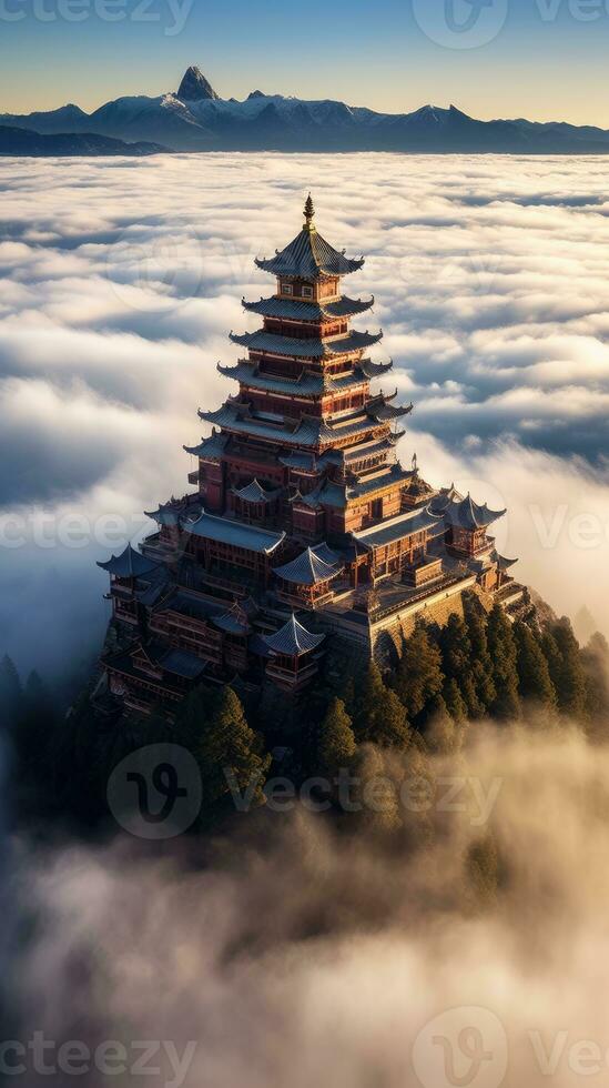 china aerial tower antique pagoda peaceful landscape freedom scene beautiful wallpaper photo