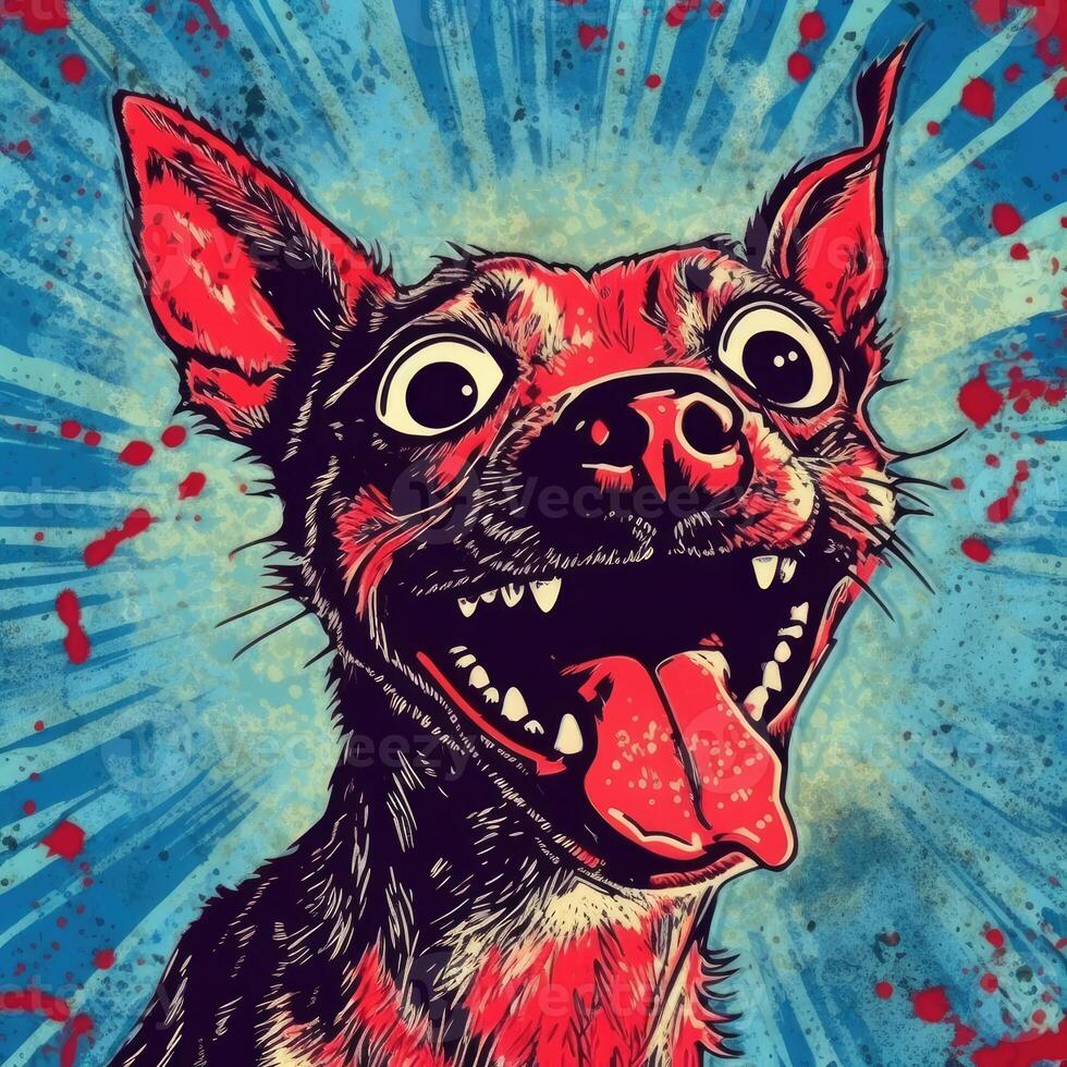 crazy barking dog furious mad portrait expressive illustration artwork oil painted sketch tattoo photo