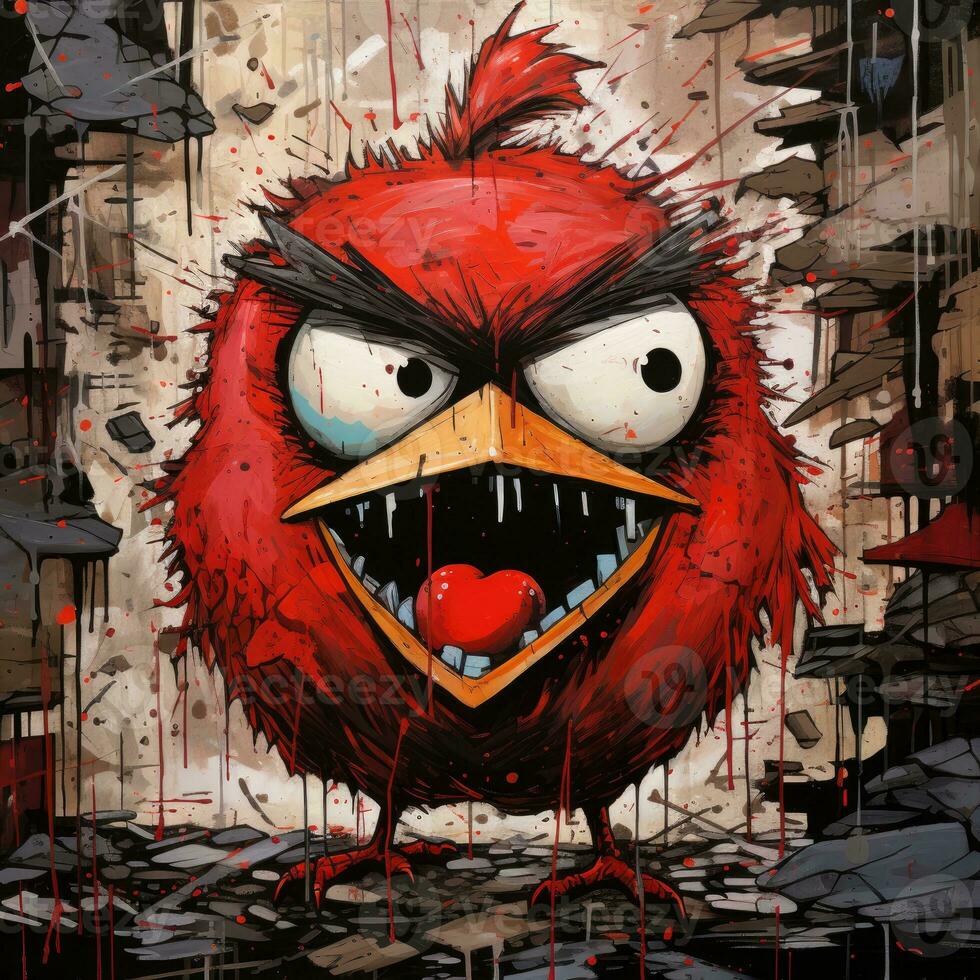 angry bird furious mad portrait expressive illustration artwork oil painted portrait sketch tattoo photo