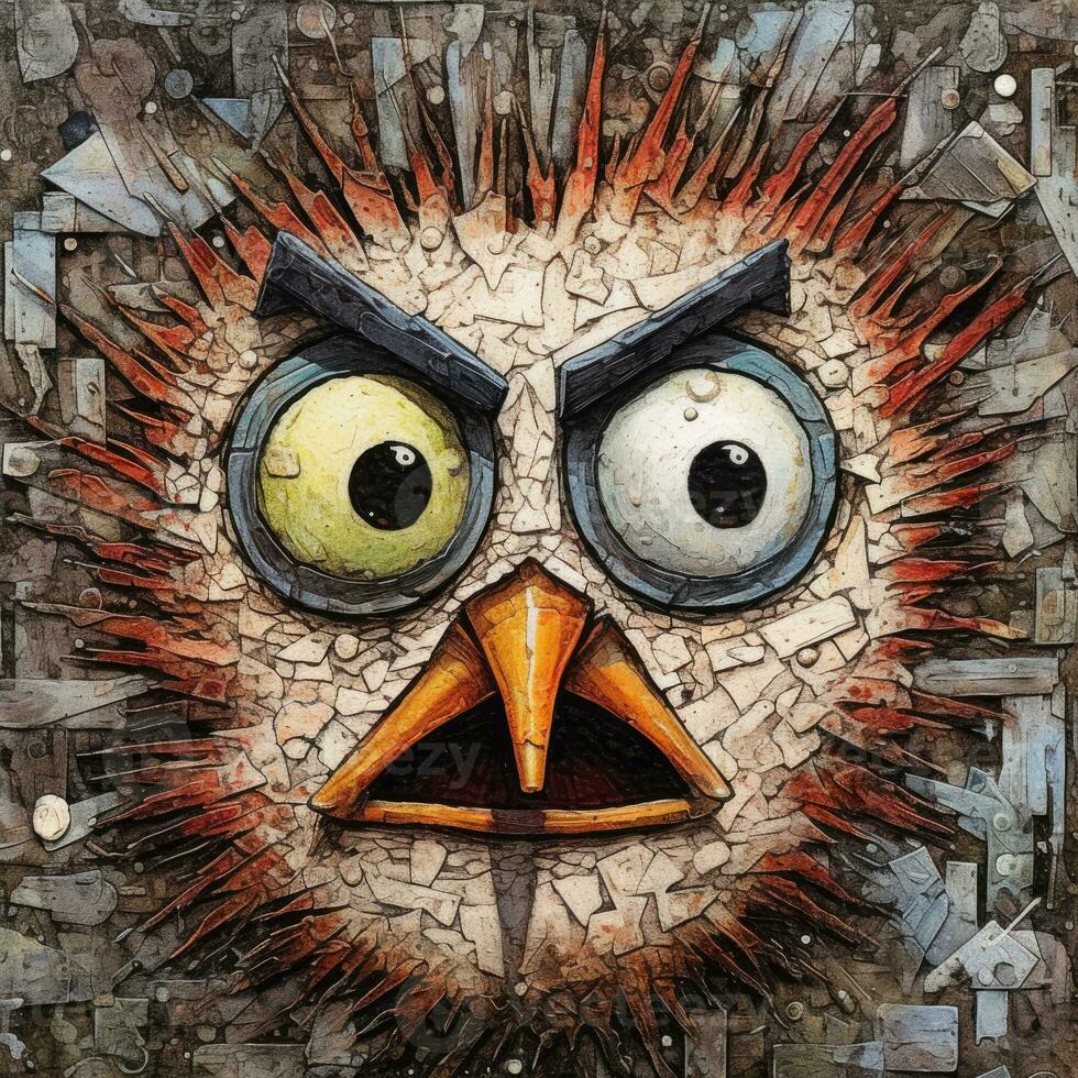 angry bird furious mad portrait expressive illustration artwork oil painted portrait sketch tattoo photo